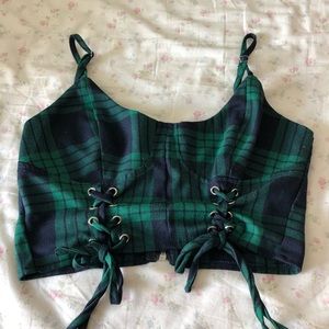 Miss Guided Green/Navy Corsett Top